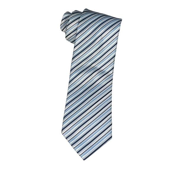 Gian Franco Italy Handmade Microfiber Tie 60” Blue Silver - Picture 10 of 10